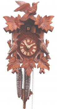 Kuckucksuhr 1-Tag-Werk "5-Laub, 3-Vögel" 