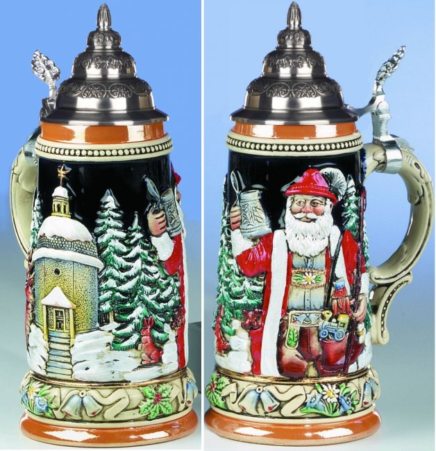 Bierkrug "Alpenländischer Nikolaus mit Stille Nacht Kapelle" 0,75 l 