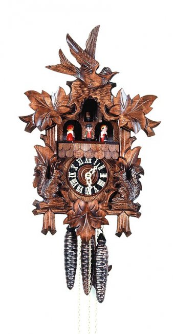 Kuckucksuhr 1-Tag-Werk "5-Laub, Eichhorn, Schwalbe" 