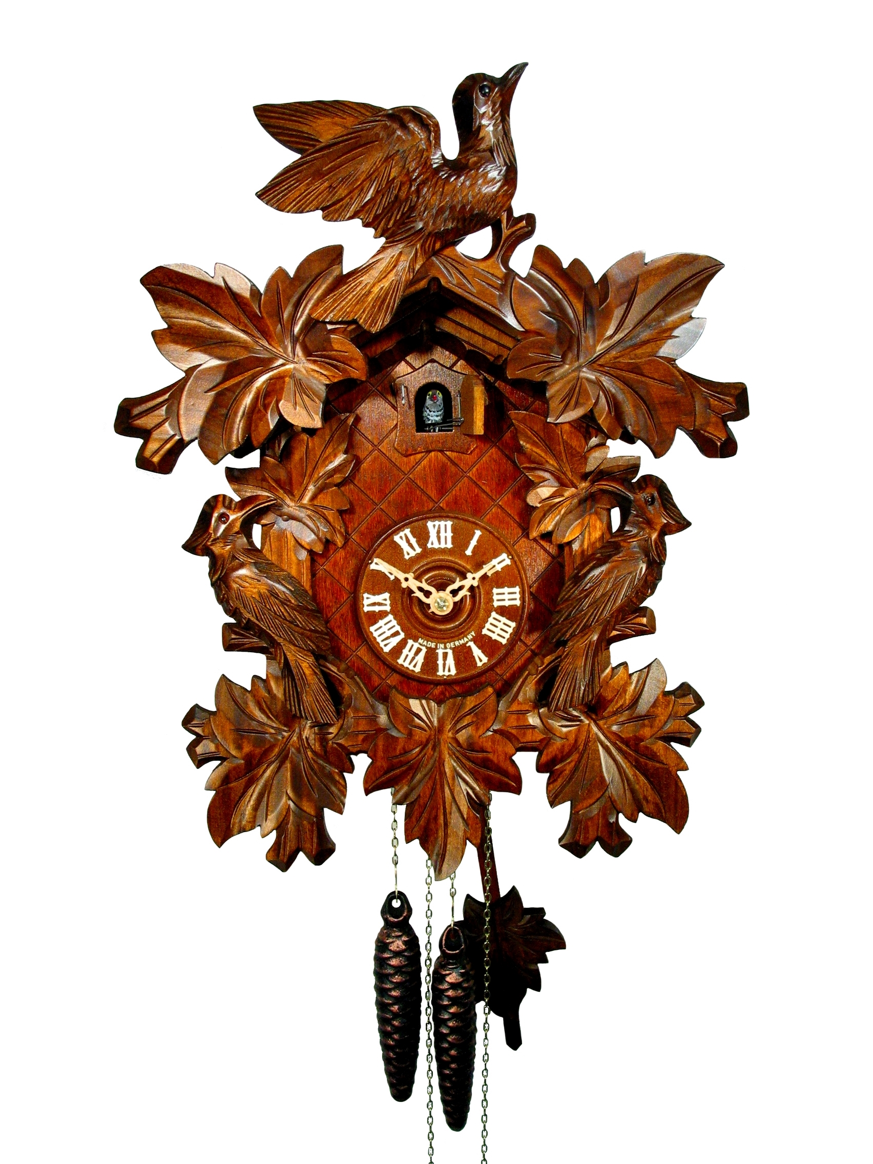 Kuckucksuhr "7-Laub, 3-Vögel"