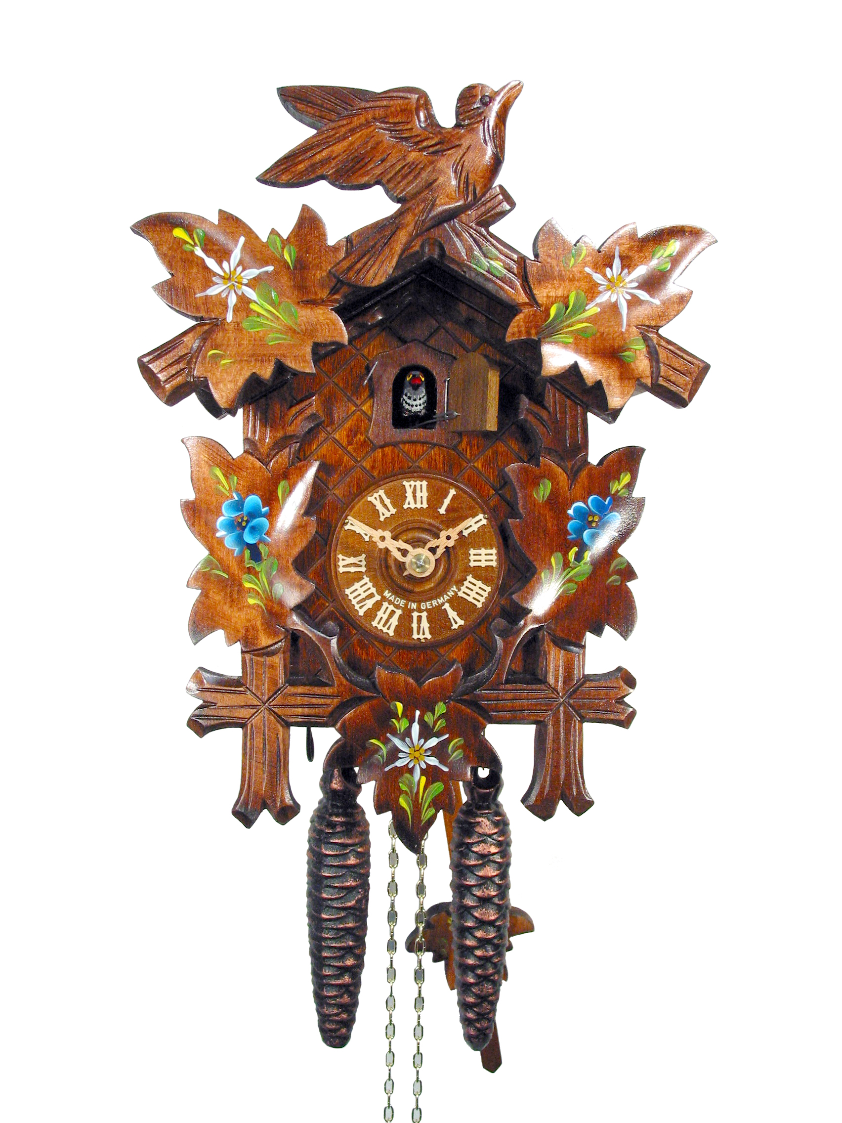 Kuckucksuhr "5-Laub, Vogel, Edelweiss"