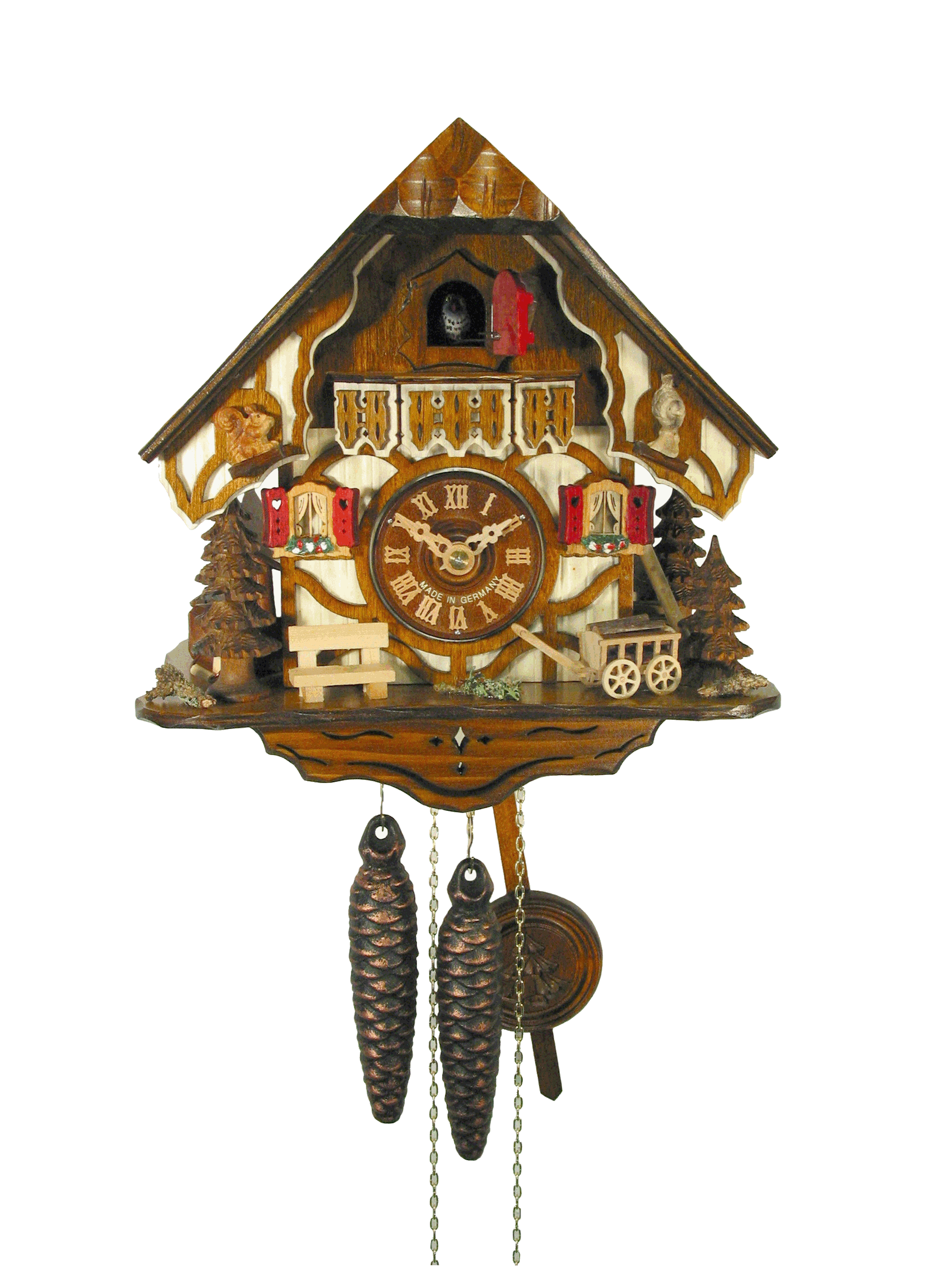 Kuckucksuhr "Fachwerkhaus,Bäume"