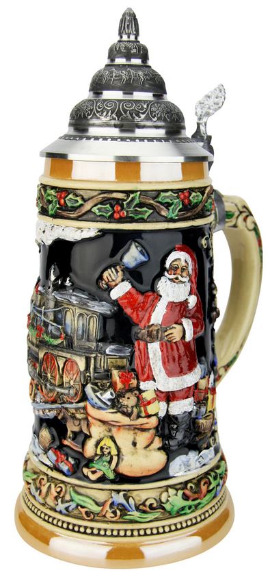 Weihnachtsmann Zug 1 L Krug mit Zinndeckel