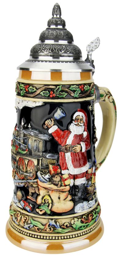 Weihnachtsmann Zug 1 L Krug mit Zinndeckel – Bild 3