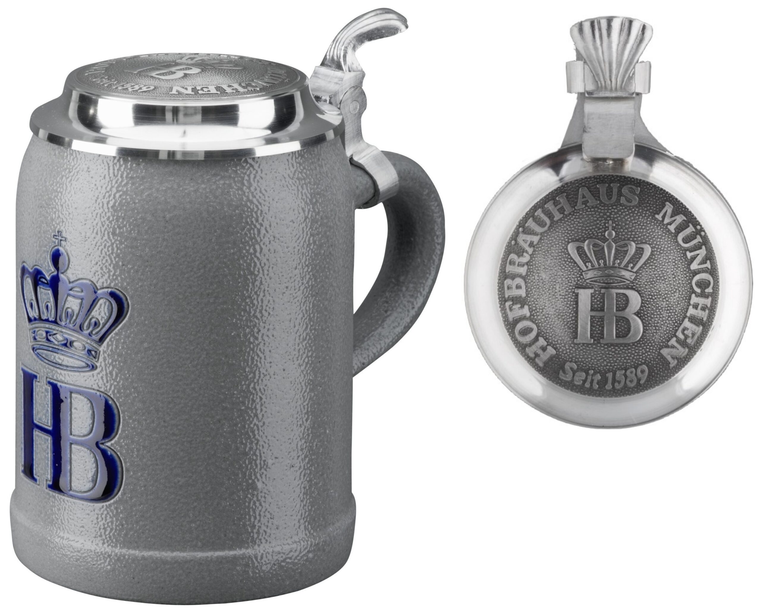 HB"Keferloher" Krug, 1/4 Lltr., Salzglasur mit Zinndeckel