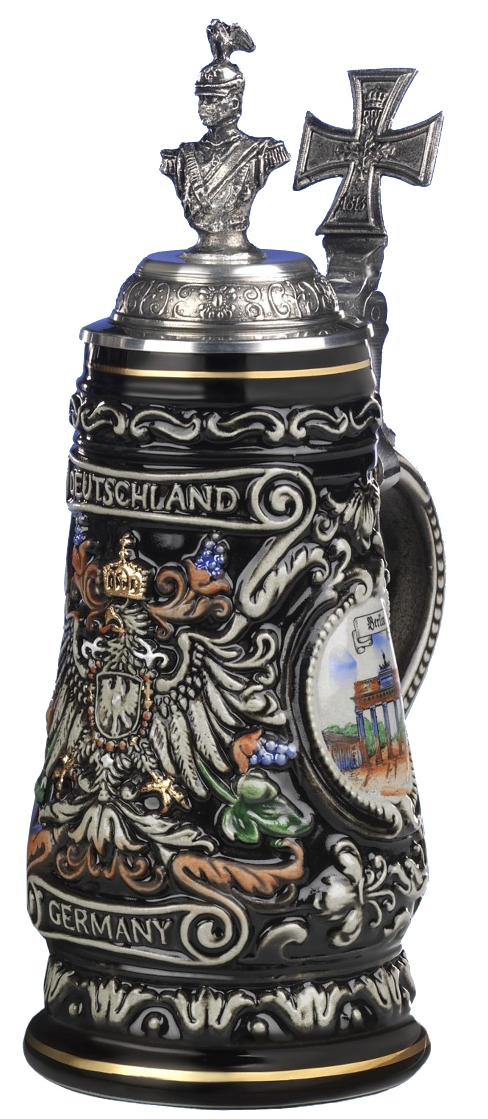 Deutschlandadler Reliefkrug 0,4 L Kaiser Wilhelm Deckel