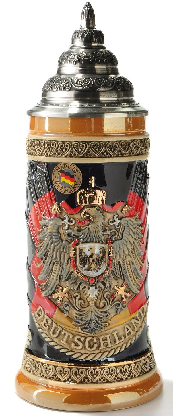 Deutschlandadler & Flagge Krug, Relief bemalt 0,5 Liter