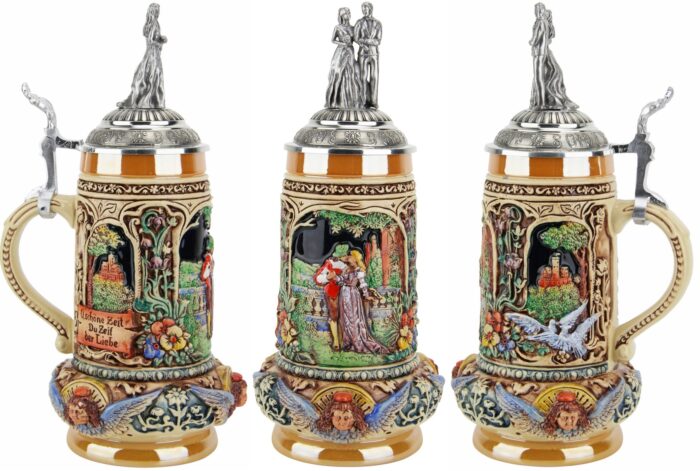 Hochzeitskrug bemalt 1/2 Ltr. kobalt bemalt mit Brautpaar-Deckel – Bild 5
