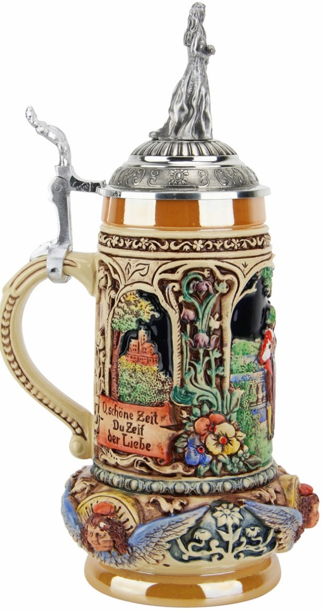 Hochzeitskrug bemalt 1/2 Ltr. kobalt bemalt mit Brautpaar-Deckel – Bild 3