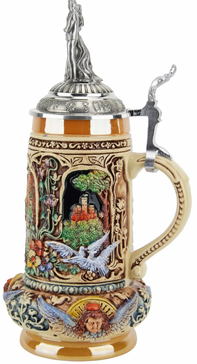 Hochzeitskrug bemalt 1/2 Ltr. kobalt bemalt mit Brautpaar-Deckel – Bild 4
