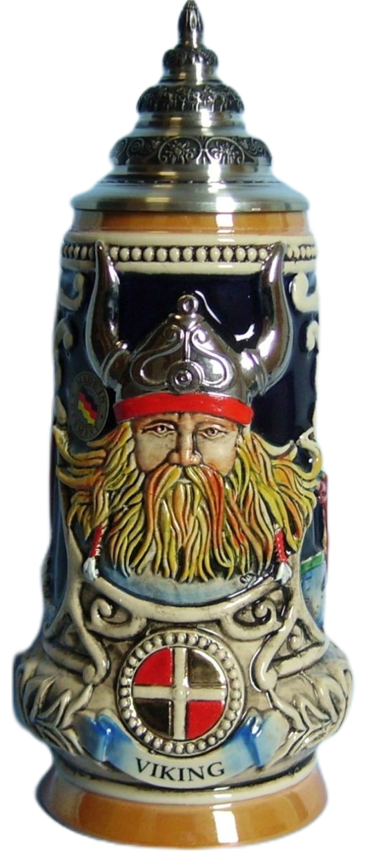 Wikinger Krug 0,5L, bemalt mit Zinndeckel