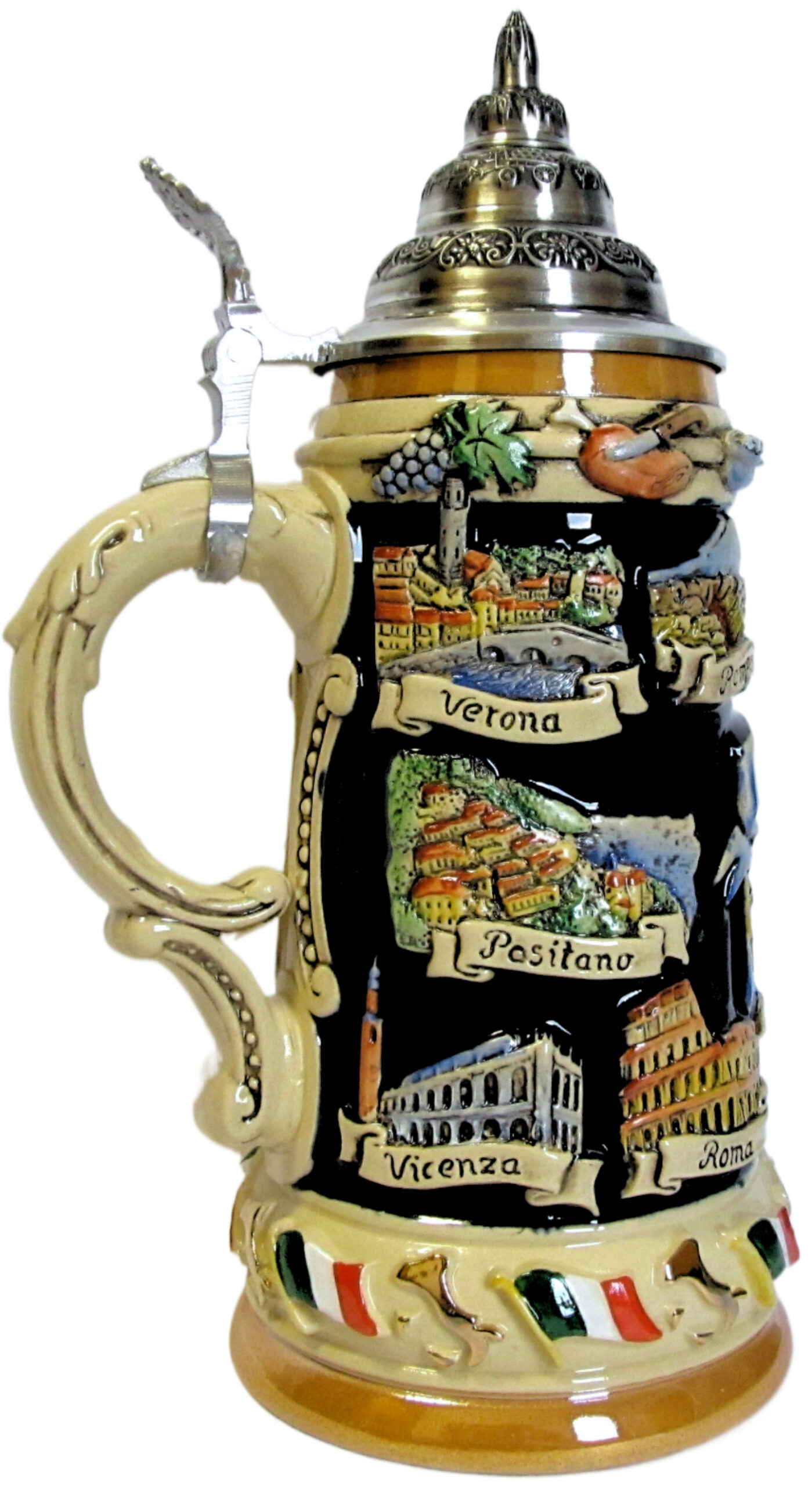 Italien Panorama Krug mit Zinndeckel – Bild 3