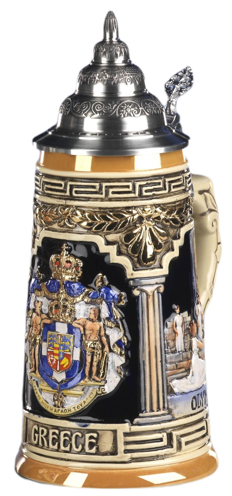 Griechenland Panorama Krug mit Zinndeckel – Bild 3