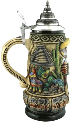 Mexiko Krug 1/2 Liter Rustika mit Zinndeckel – Bild 2