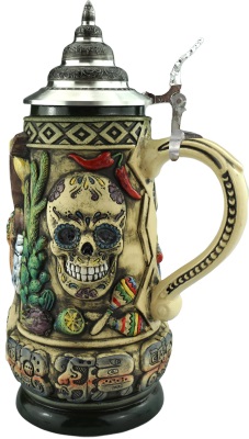 Mexiko Krug 1/2 Liter Rustika mit Zinndeckel – Bild 3