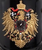Deutschlandkrug schwarz, 3/4 ltr., Mitte Zinnadler gold, Zinnadler-Deckel gold, Adler-Henkel Goldbemalung – Bild 3