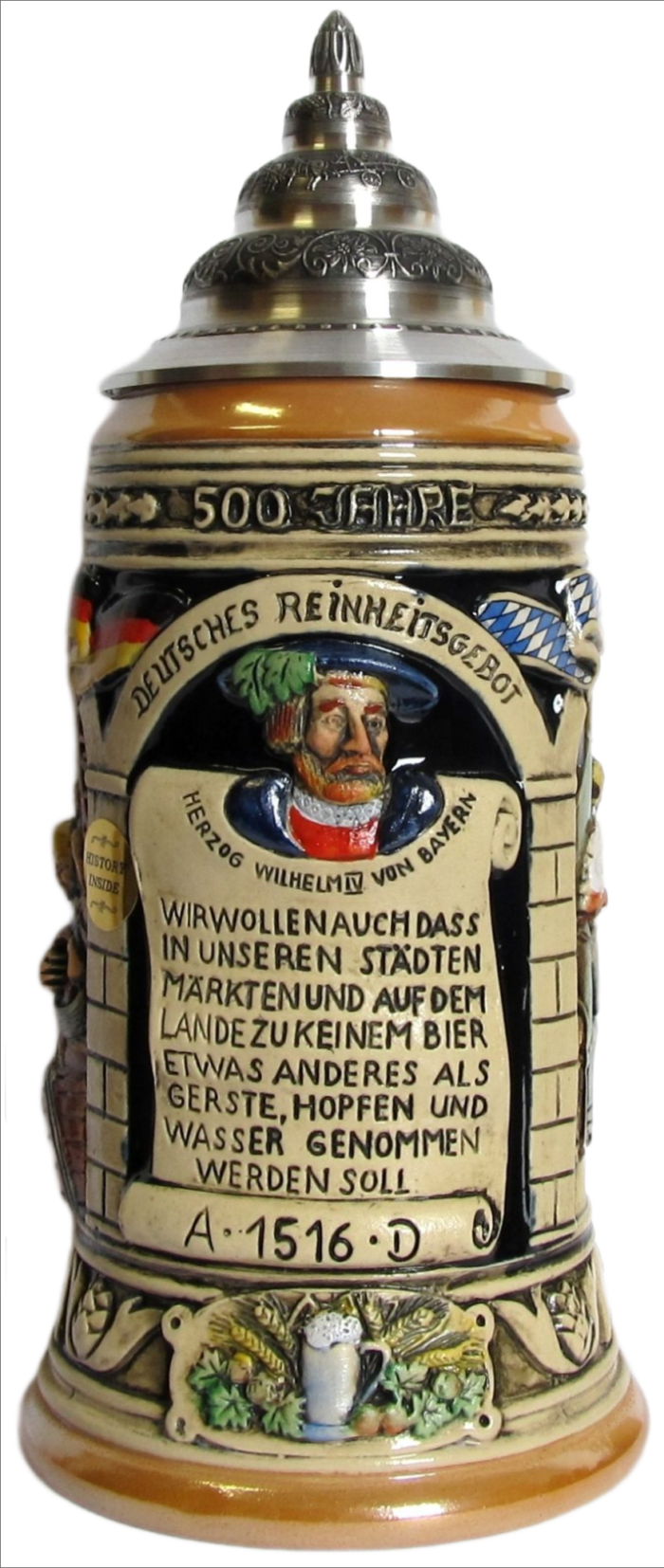 Reinheitsgebot 1.0 L, Kobalt, bemalt, Zinndeckel