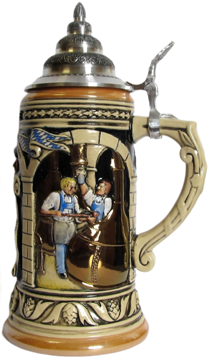 Reinheitsgebot 1.0 L, Kobalt, bemalt, Zinndeckel – Bild 3
