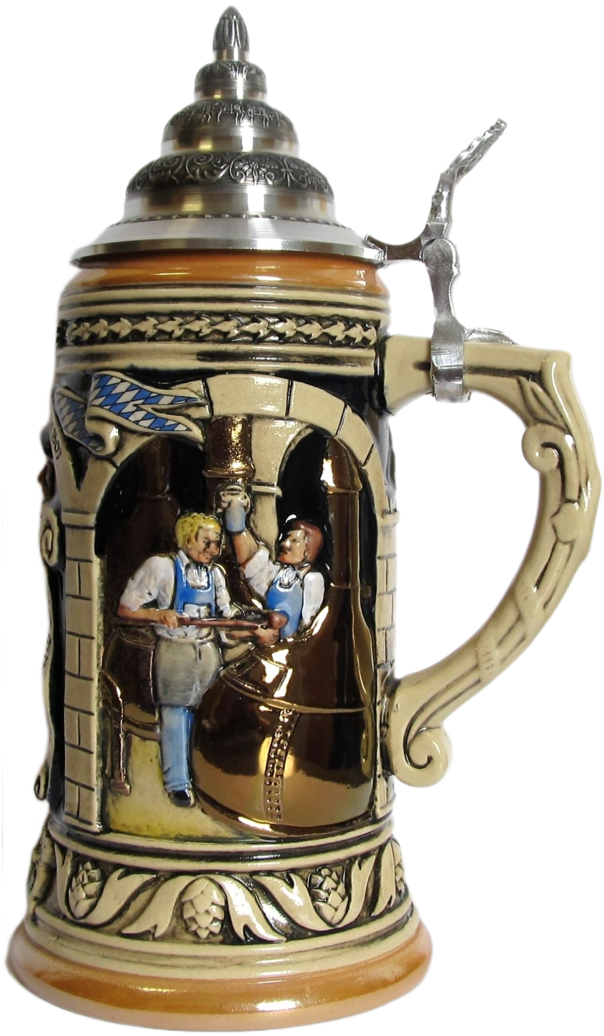 Reinheitsgebot 1.0 L, Kobalt, bemalt, Zinndeckel – Bild 3