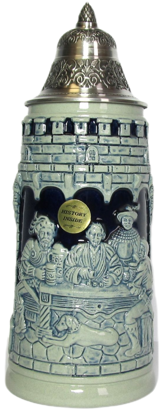 Würfelspiel Krug, steingrau, Thewalt 1893