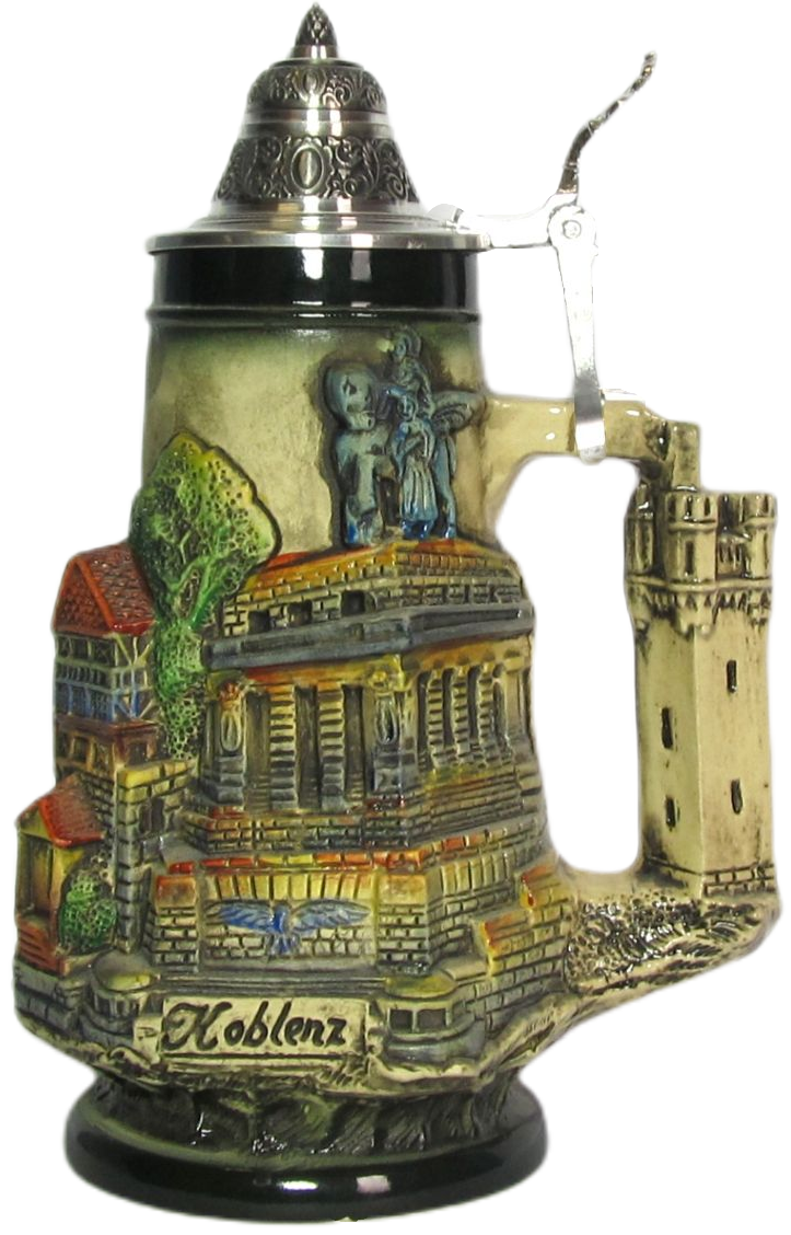 Rheinland Krug 1/2 ltr. rustikal, bemalt,Thewalt 1893, Zinndeckel – Bild 5