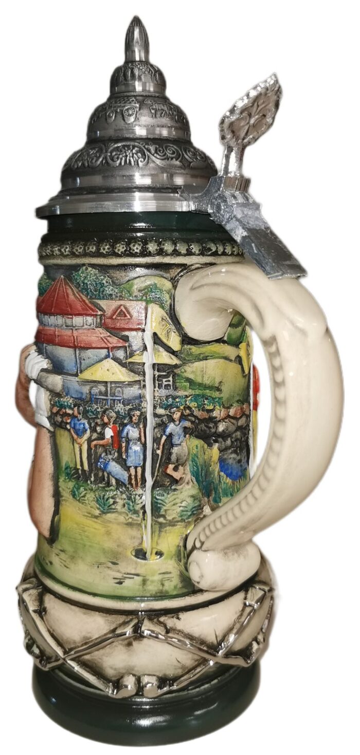 Golfer Krug, handbemalt, 1/2 Ltr., Zinndeckel – Bild 4