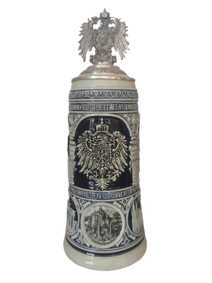 Deutschlandlied Krug 0,75 Ltr., steingrau, Zinnadlerdeckel