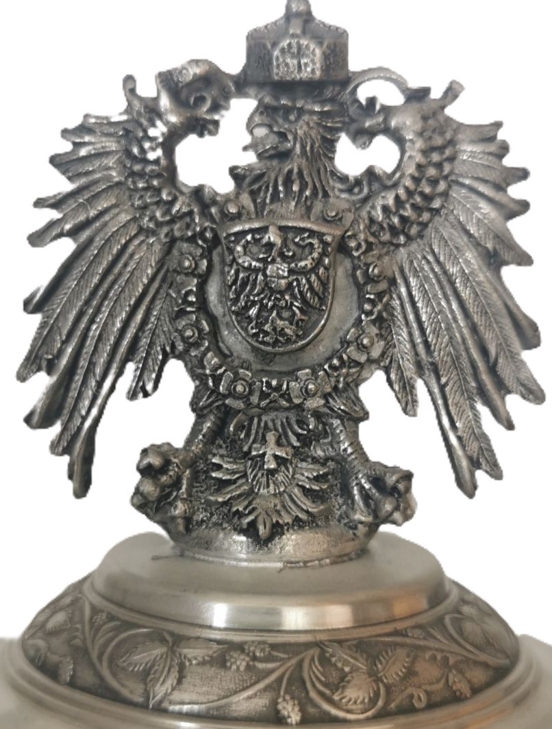 Deutschlandlied Krug 0,75 Ltr., steingrau, Zinnadlerdeckel – Bild 3