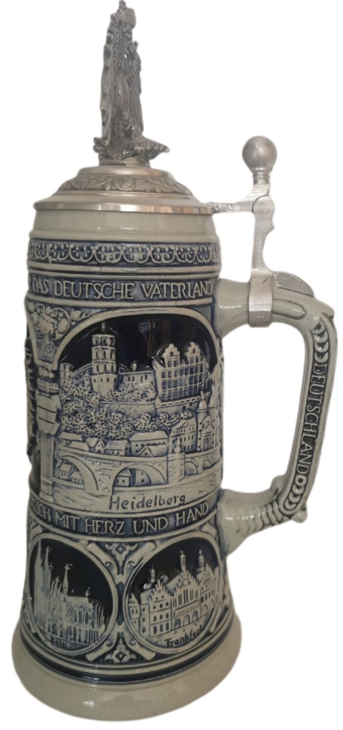 Deutschlandlied Krug 0,75 Ltr., steingrau, Zinnadlerdeckel – Bild 5
