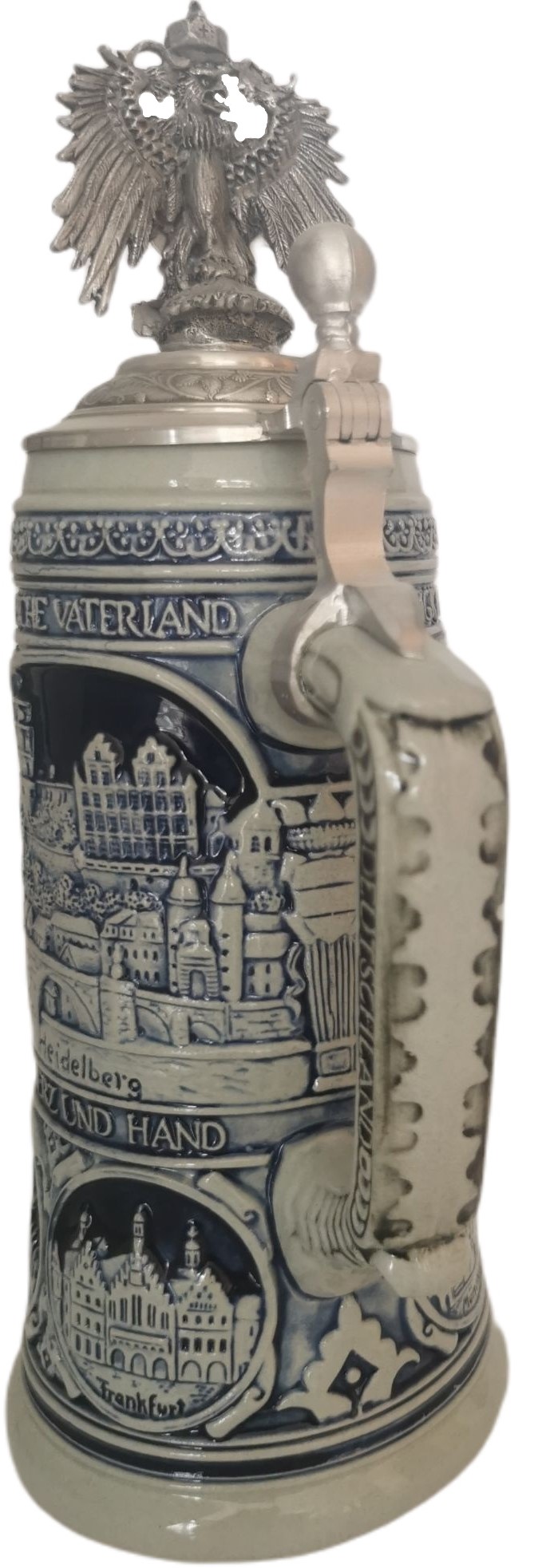 Deutschlandlied Krug 0,75 Ltr., steingrau, Zinnadlerdeckel – Bild 6