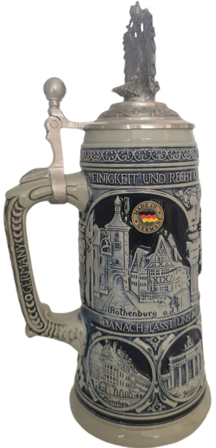 Deutschlandlied Krug 0,75 Ltr., steingrau, Zinnadlerdeckel – Bild 7