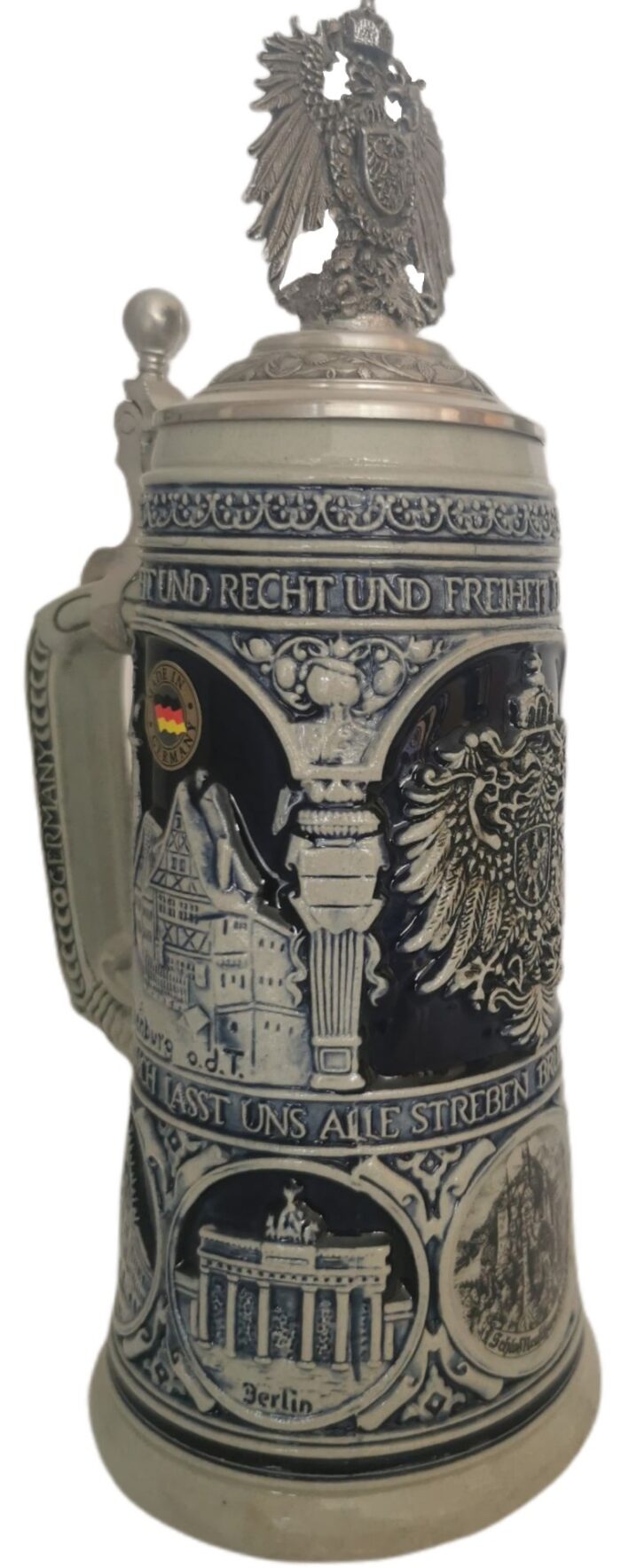 Deutschlandlied Krug 0,75 Ltr., steingrau, Zinnadlerdeckel – Bild 8