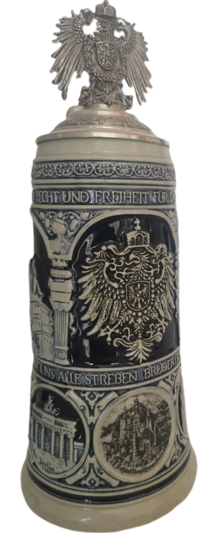 Deutschlandlied Krug 0,75 Ltr., steingrau, Zinnadlerdeckel – Bild 9