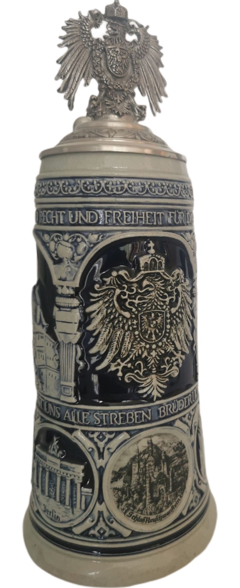 Deutschlandlied Krug 0,75 Ltr., steingrau, Zinnadlerdeckel – Bild 9
