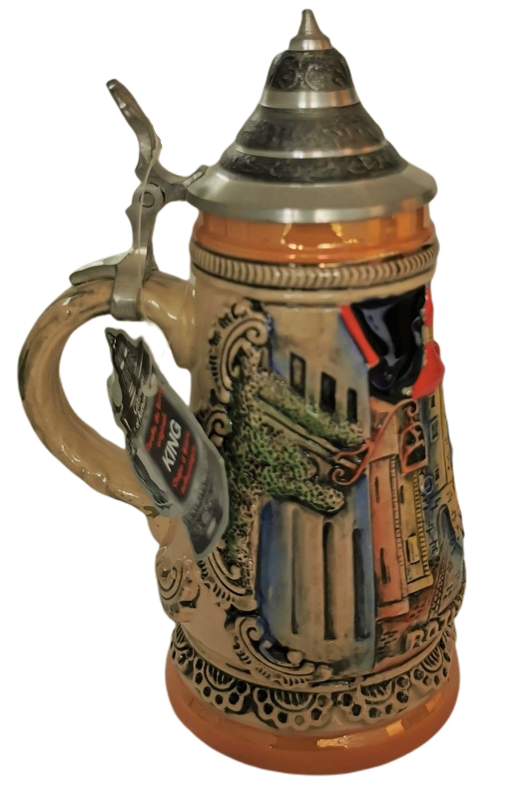 Rothenburg Krug Klein 1/8 Liter bemalt mit Zinndeckel – Bild 2