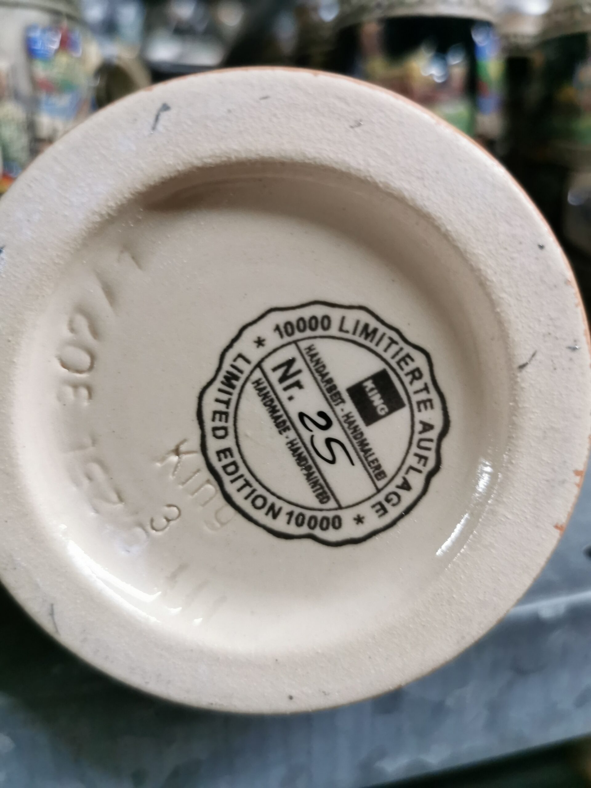 Rhein Panorama 1/4 Liter Krug bemalt mit Zinndeckel – Bild 3