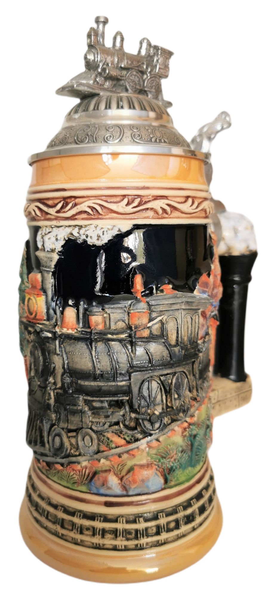 Eisenbahn Lokomotive Krug 1/2 Ltr, kobalt, bemalt, . mit Lok ZD – Bild 5
