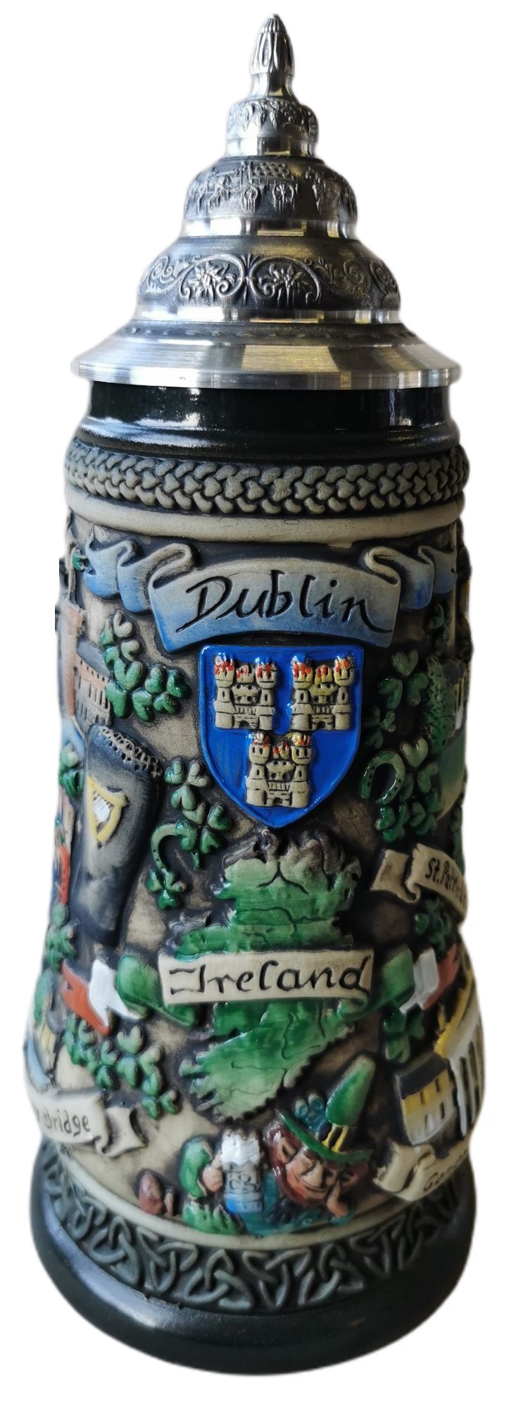 Irland, Dublin Krug, 0,5 Ltr., rusti bemalt, Zinndeckel