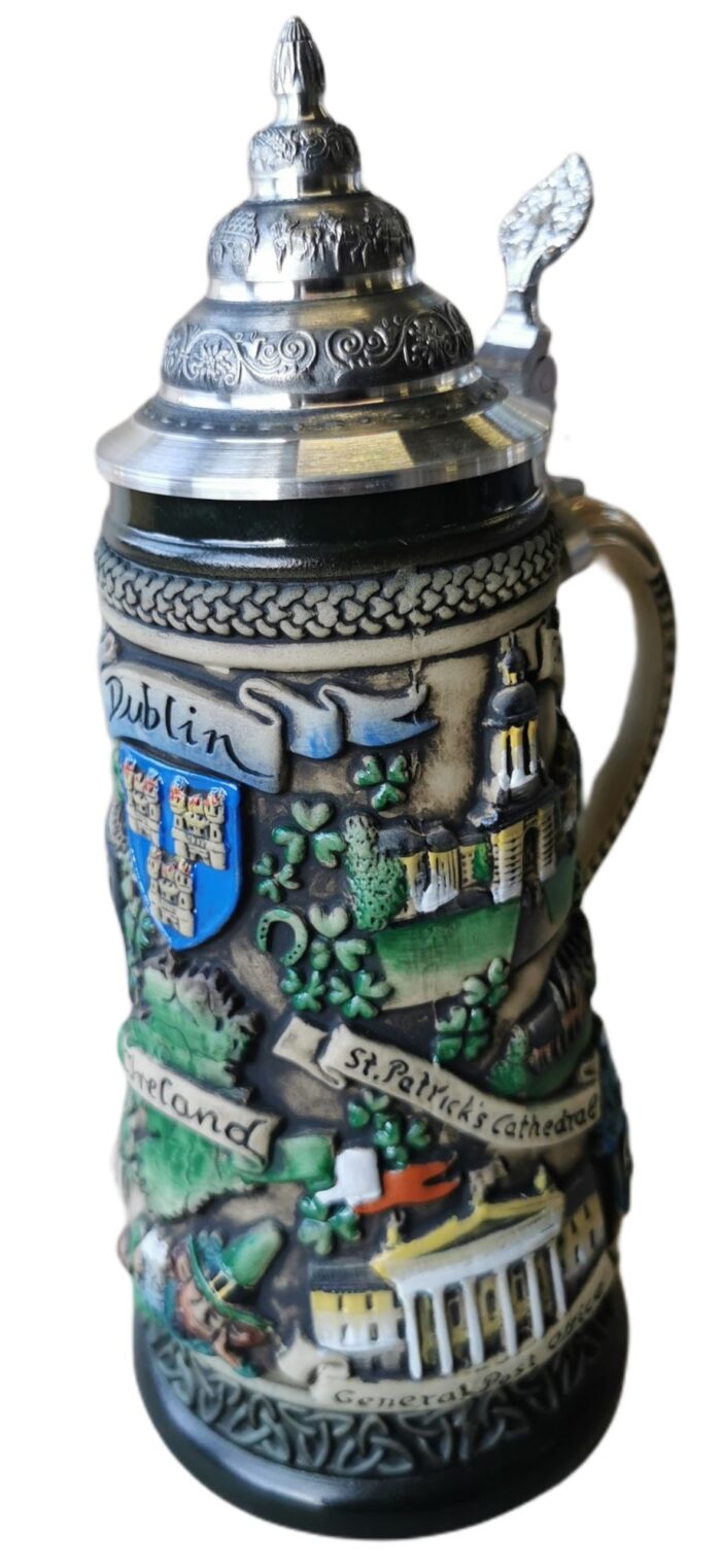 Irland, Dublin Krug, 0,5 Ltr., rusti bemalt, Zinndeckel – Bild 5