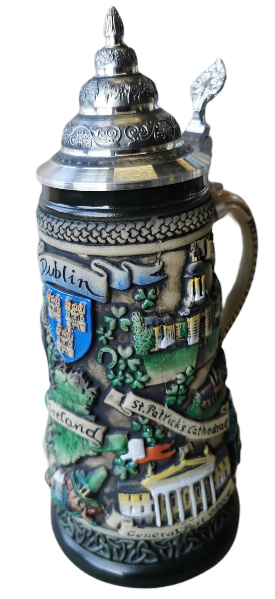 Irland, Dublin Krug, 0,5 Ltr., rusti bemalt, Zinndeckel – Bild 5