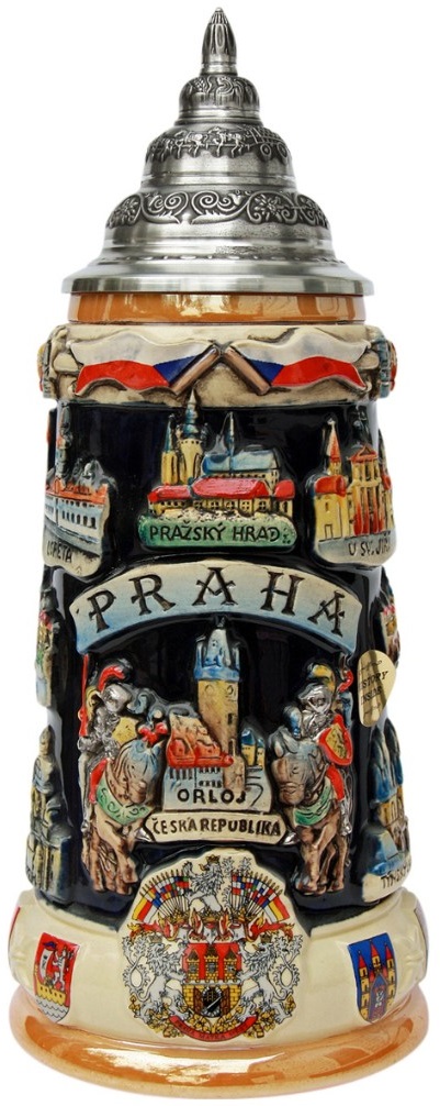 Prag / Praha Panorama Krug 0,75L, kobalt bemalt