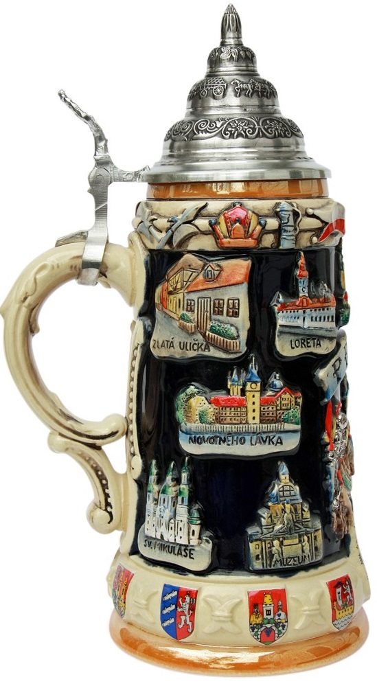 Prag / Praha Panorama Krug 0,75L, kobalt bemalt – Bild 5