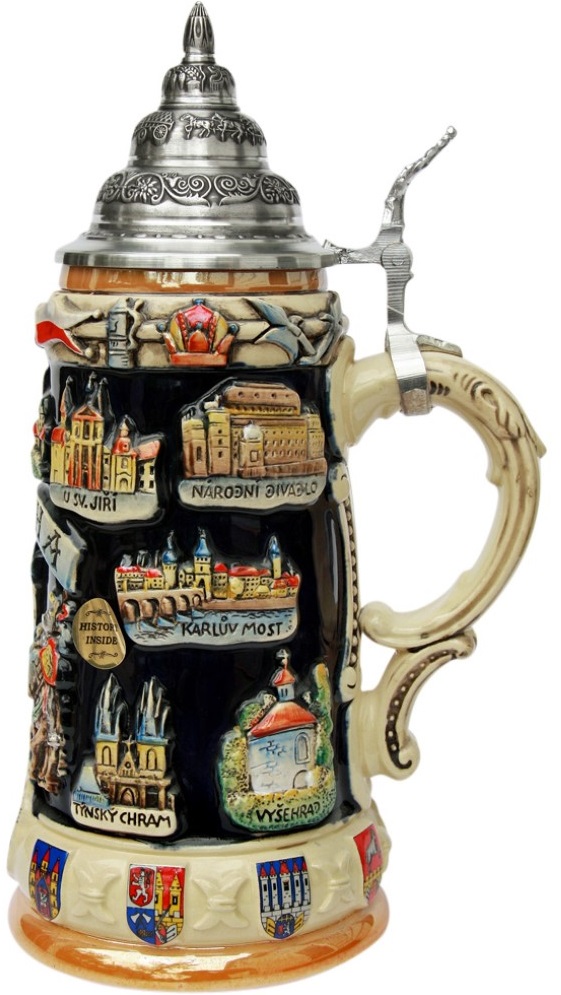 Prag / Praha Panorama Krug 0,75L, kobalt bemalt – Bild 4
