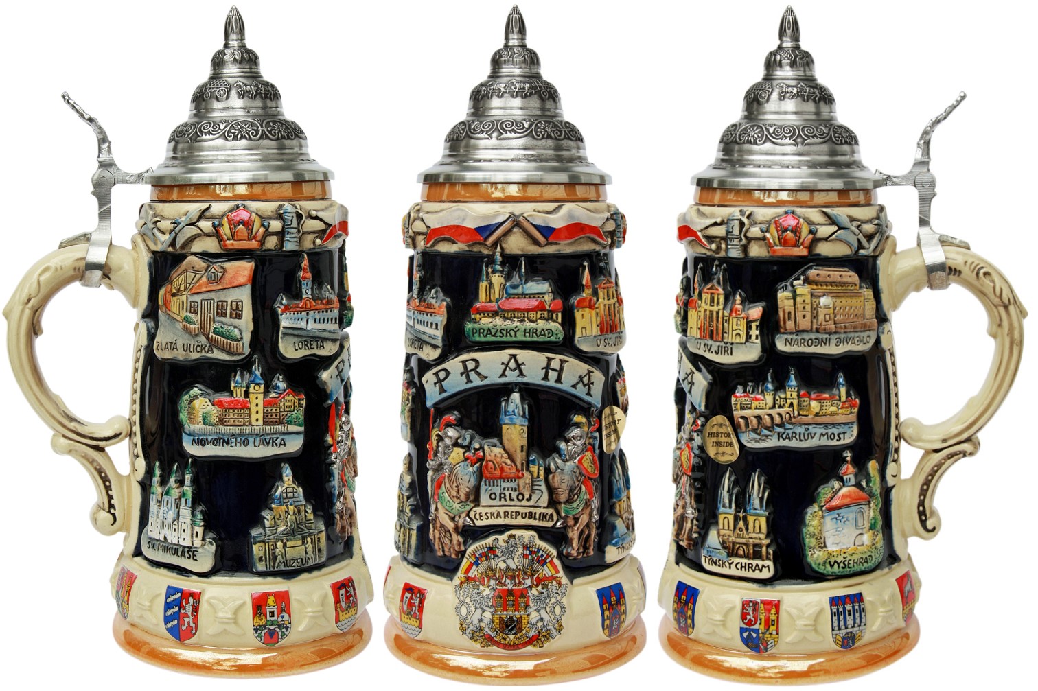 Prag / Praha Panorama Krug 0,75L, kobalt bemalt – Bild 3
