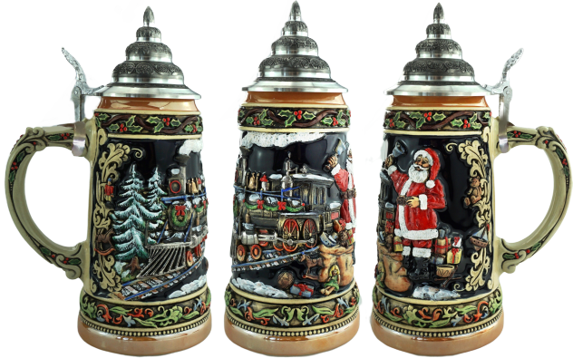 Weihnachtsmann Zug 1 L Krug mit Zinndeckel – Bild 6