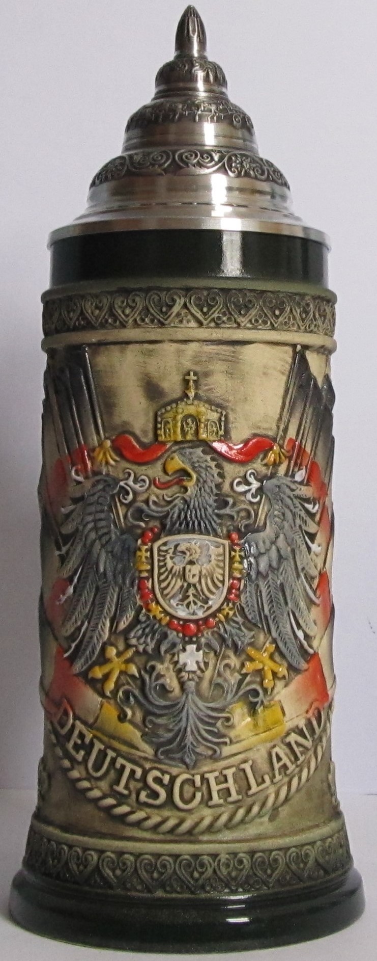 Deutschlandadler & Flagge Relief rustika bemalt 0,5 Liter