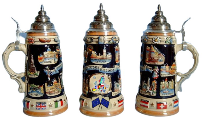 Europa Panorama Krug mit Zinndeckel – Bild 3