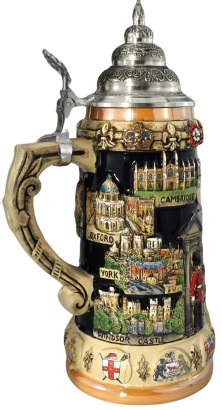 England Panorama Krug mit Zinndeckel – Bild 3
