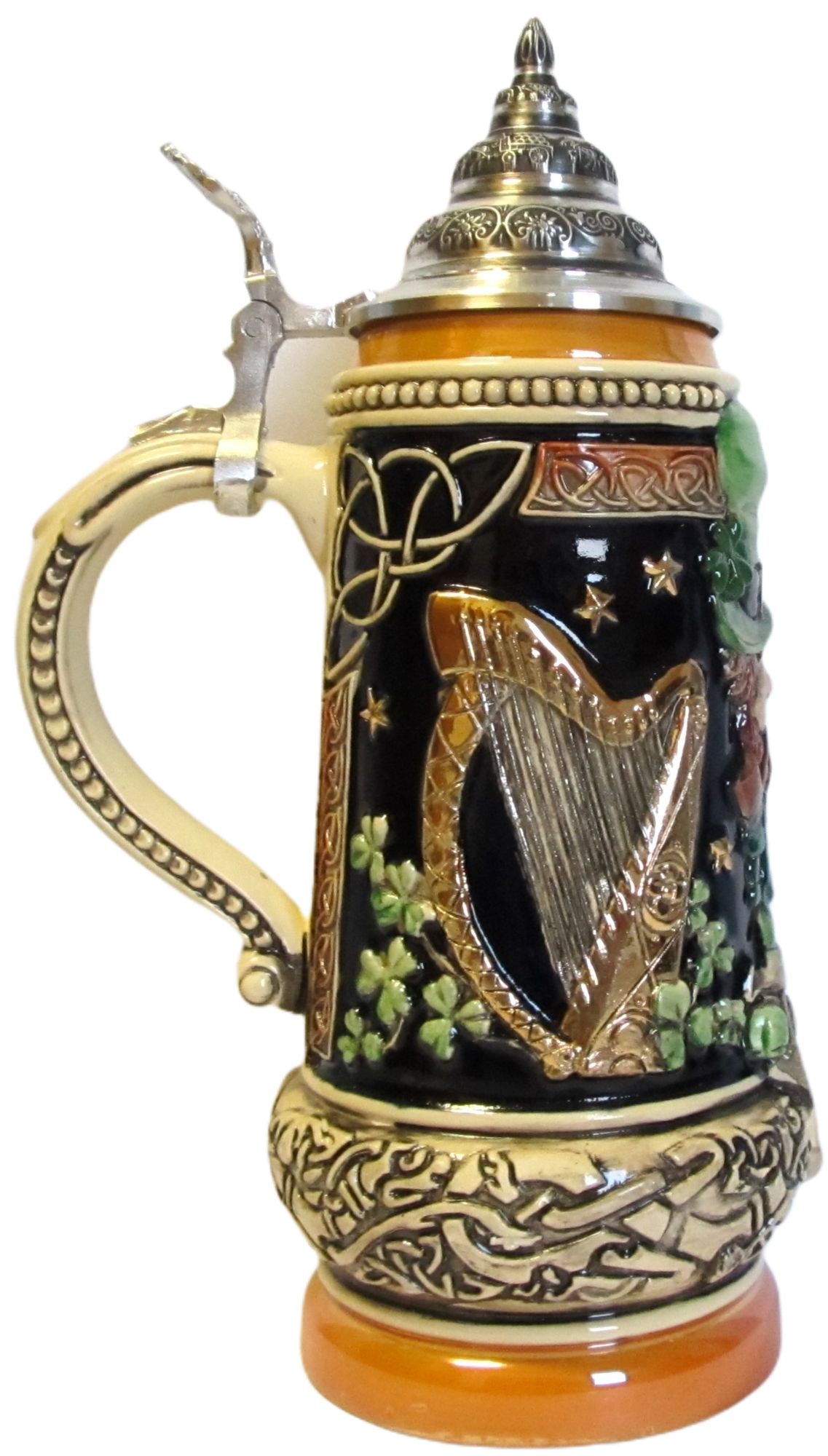 Irland Leprechaun Krug kobalt bemalt mit Zinndeckel – Bild 5
