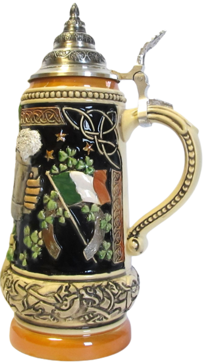 Irland Leprechaun Krug kobalt bemalt mit Zinndeckel – Bild 4